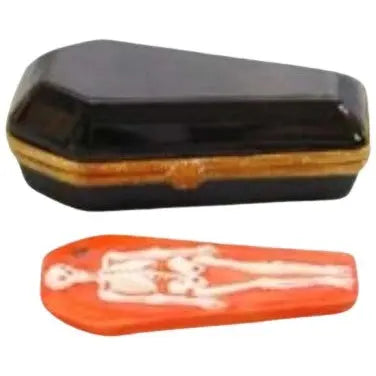 Coffin w Skeleton Porcelain Limoges Halloween French Trinket Box