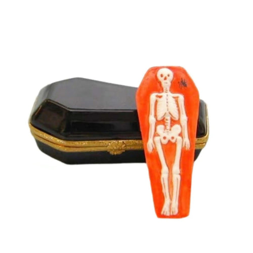 Coffin w Skeleton Porcelain Limoges Halloween French Trinket Box