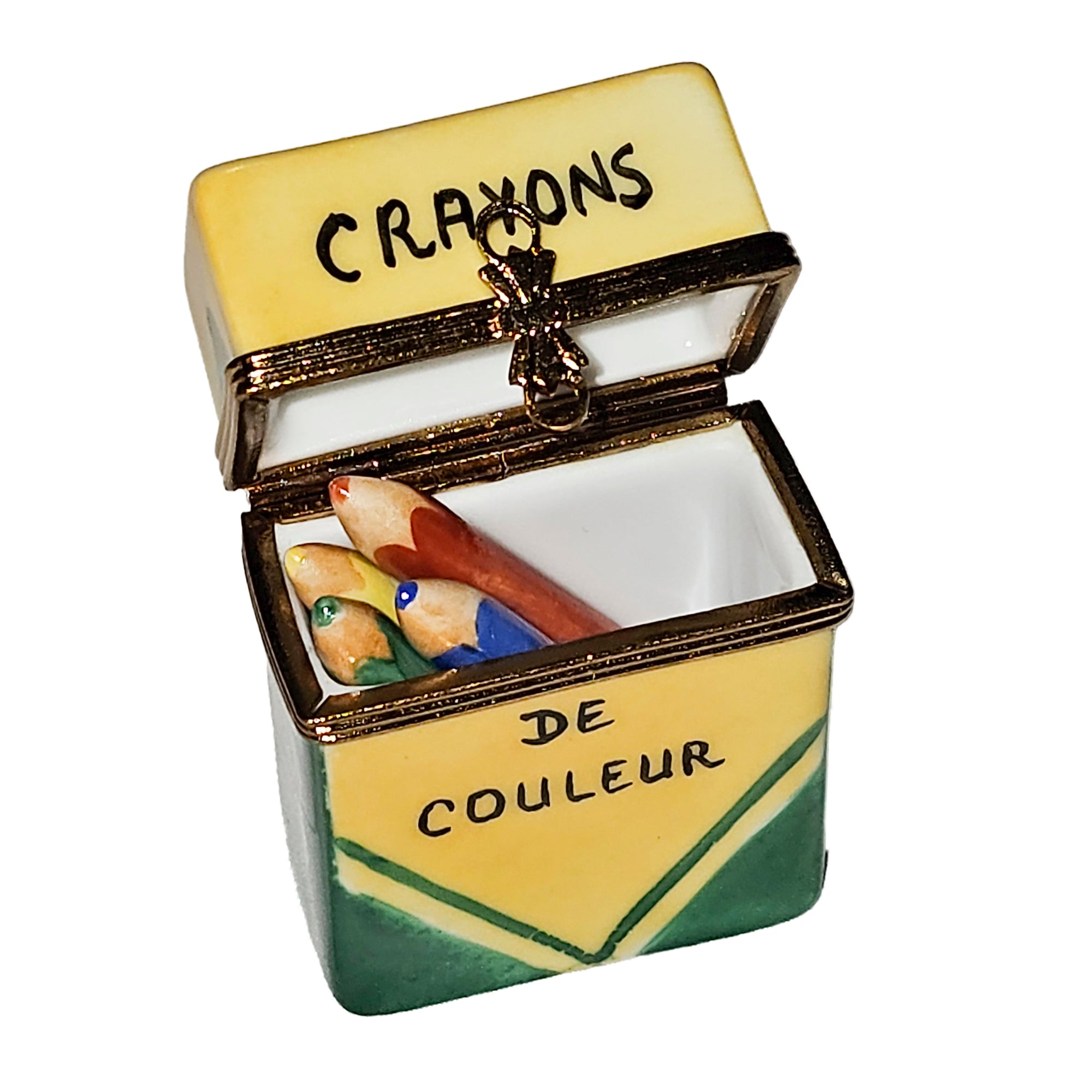 Colorful Crayon Box Figurine Porcelain Limoges fine art Baby LIMOGES BOXES French Trinket Box