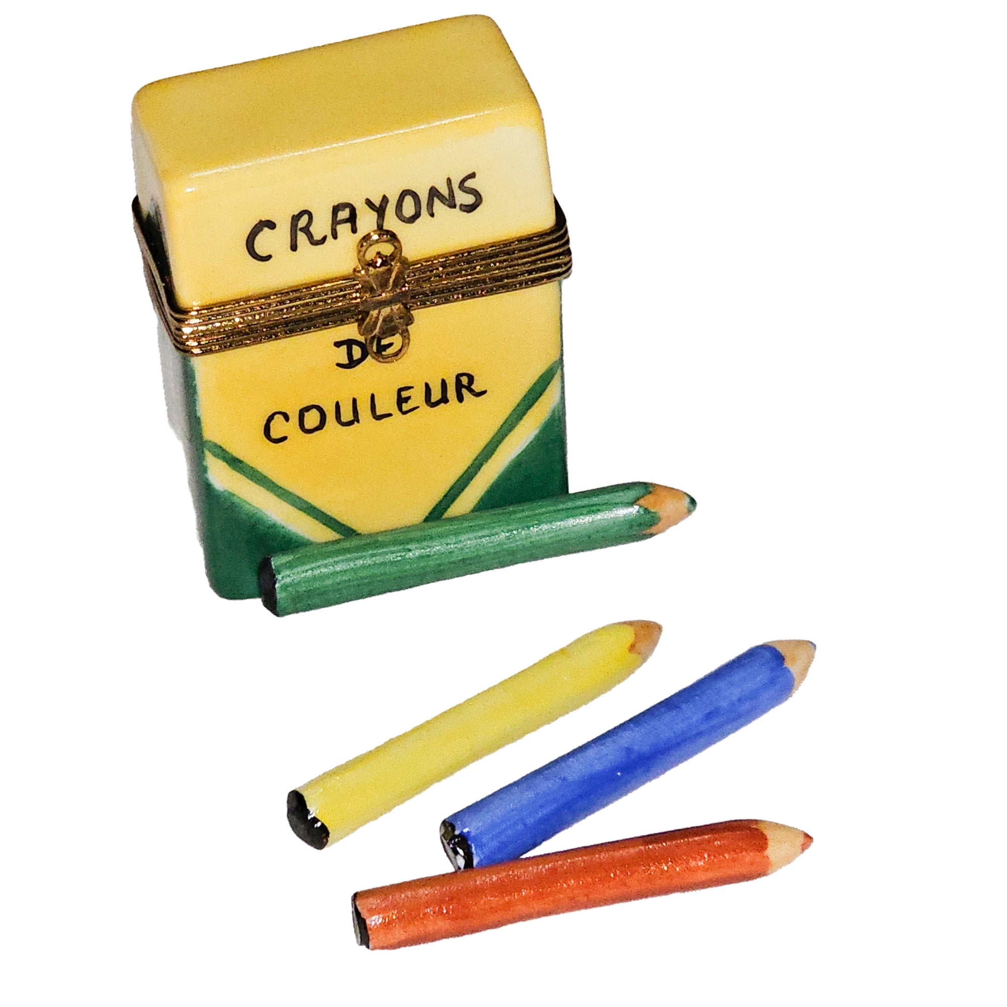 Colorful Crayon Box Figurine Porcelain Limoges fine art Baby LIMOGES BOXES French Trinket Box