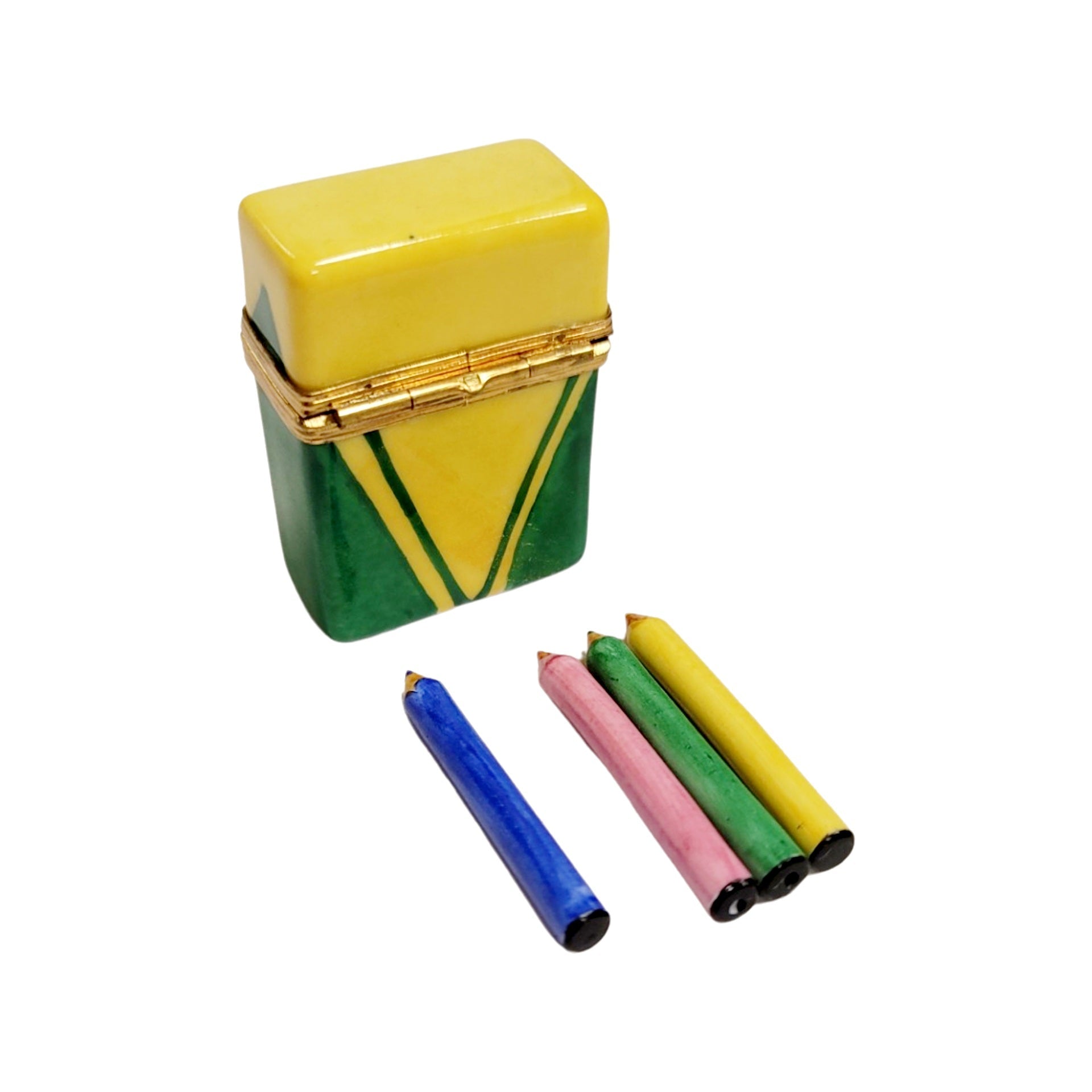 Colorful Crayon Box Figurine Porcelain Limoges fine art Baby LIMOGES BOXES French Trinket Box