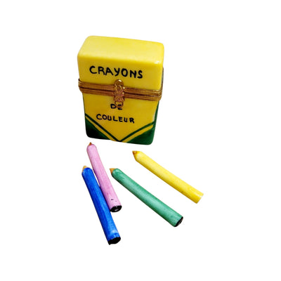 Colorful Crayon Box Figurine Porcelain Limoges fine art Baby LIMOGES BOXES French Trinket Box