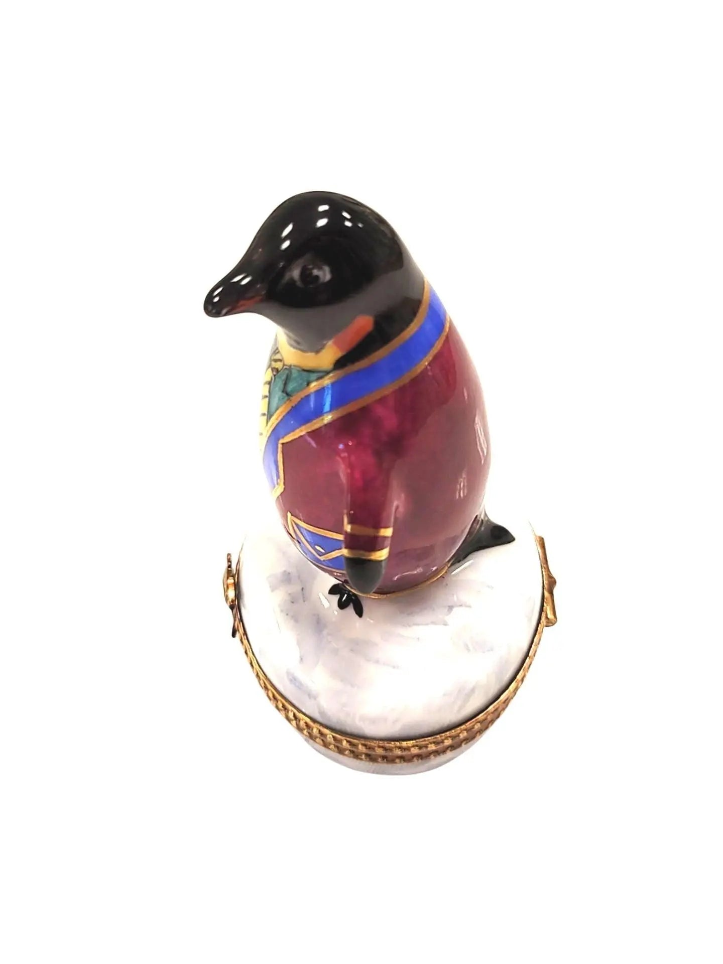Colorful Tuxedo Penguin Figurine Porcelain Limoges xmas bird birds special winter travel LIMOGES BOXES French Trinket Box