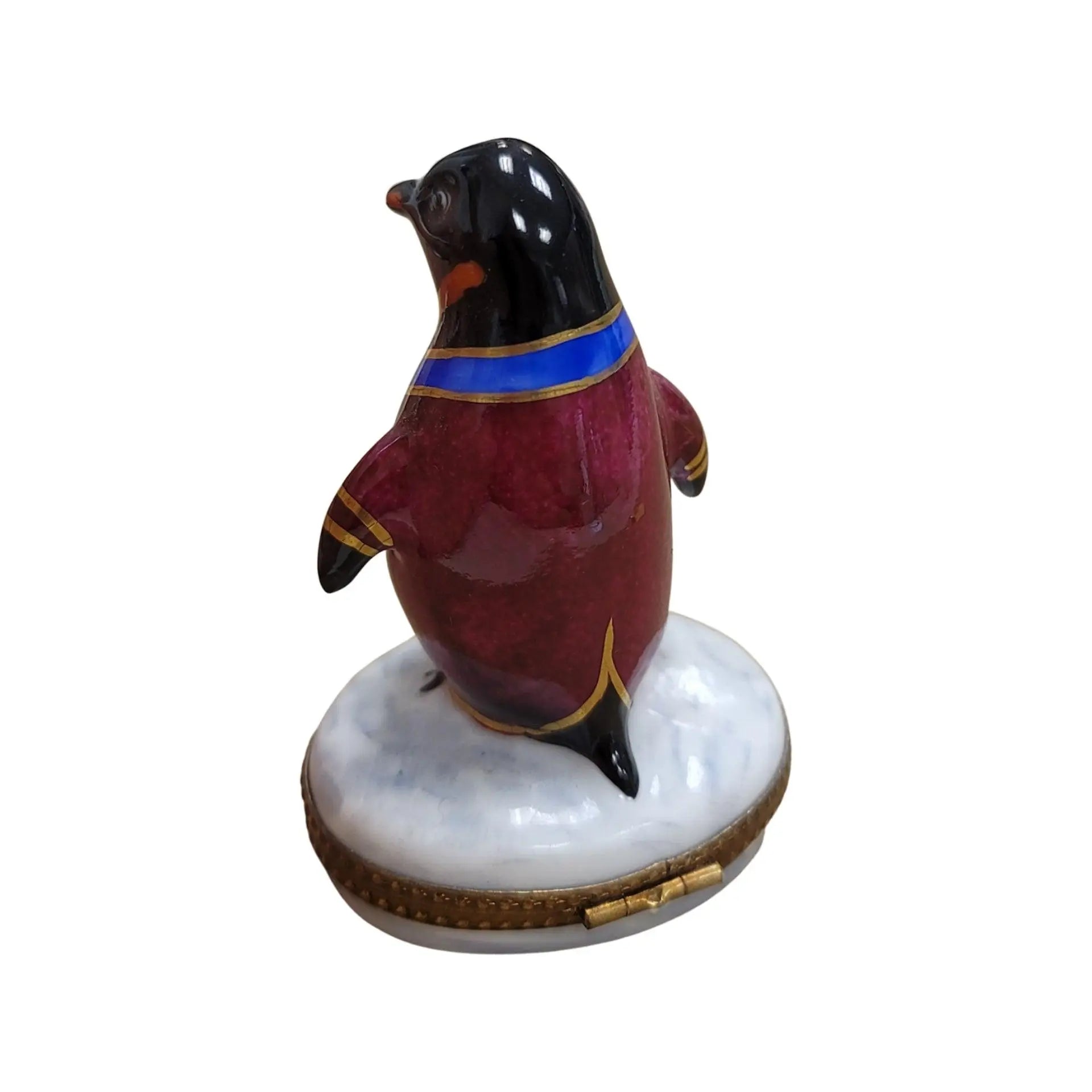 Colorful Tuxedo Penguin Figurine Porcelain Limoges xmas bird birds special winter travel LIMOGES BOXES French Trinket Box