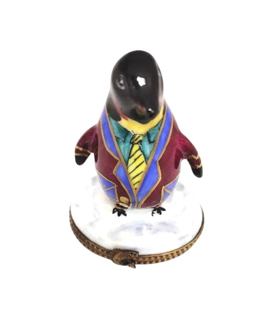 Colorful Tuxedo Penguin Figurine Porcelain Limoges xmas bird birds special winter travel LIMOGES BOXES French Trinket Box