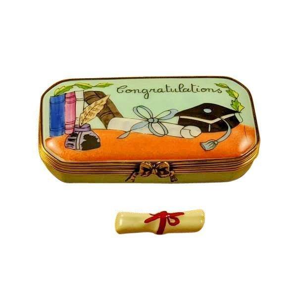Congratulations Gradutation Oval w Diploma Porcelain Limoges graduation professional French Trinket Box