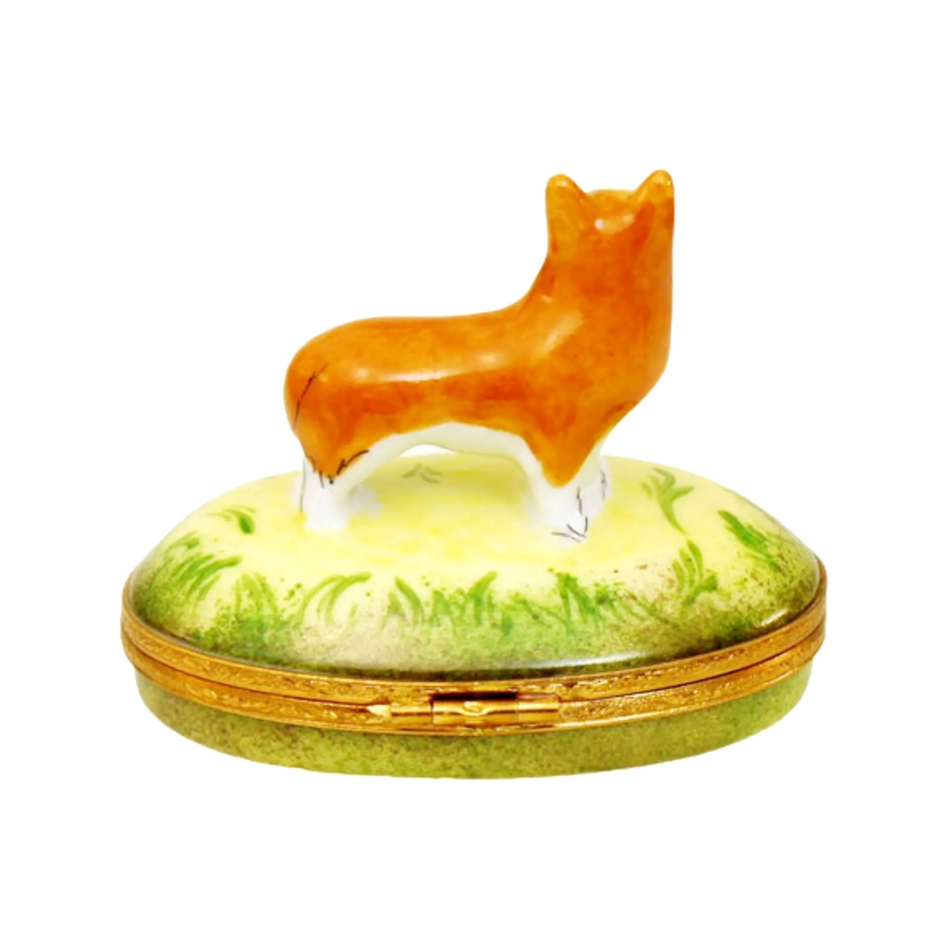 Corgi Dog Porcelain Limoges Dog French Trinket Box