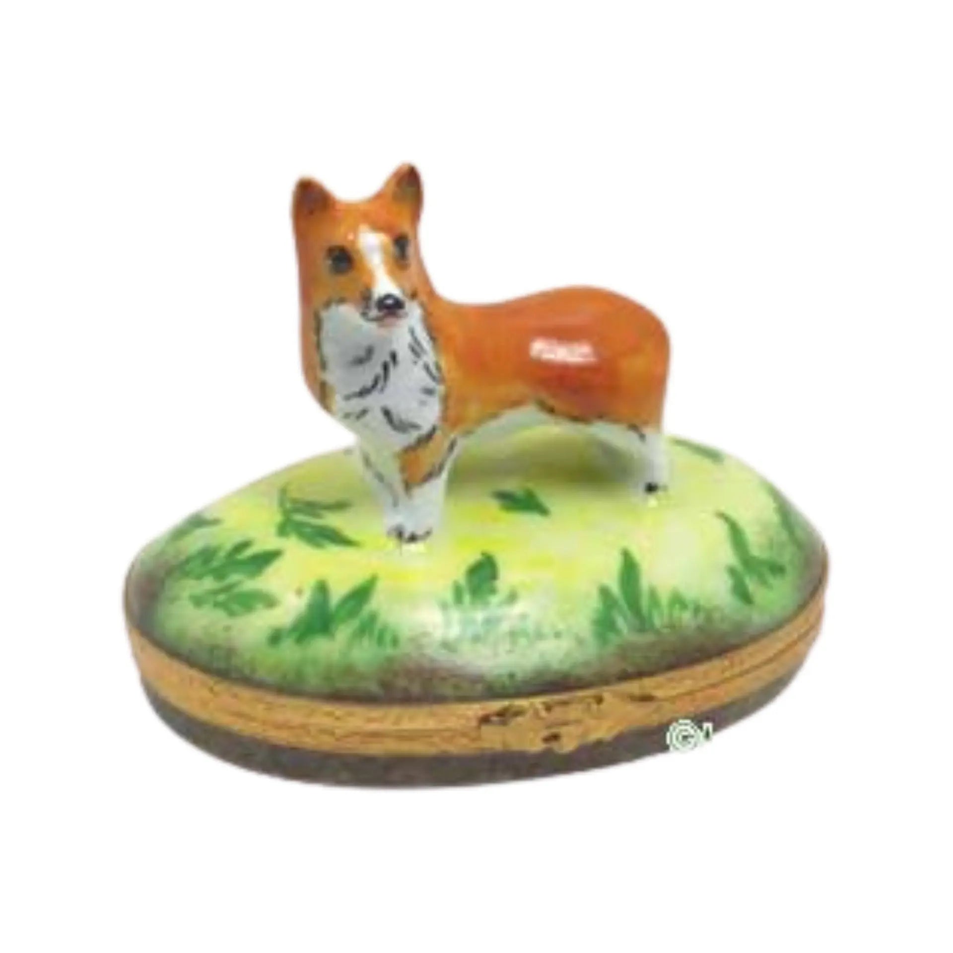 Corgi Dog Porcelain Limoges Dog French Trinket Box