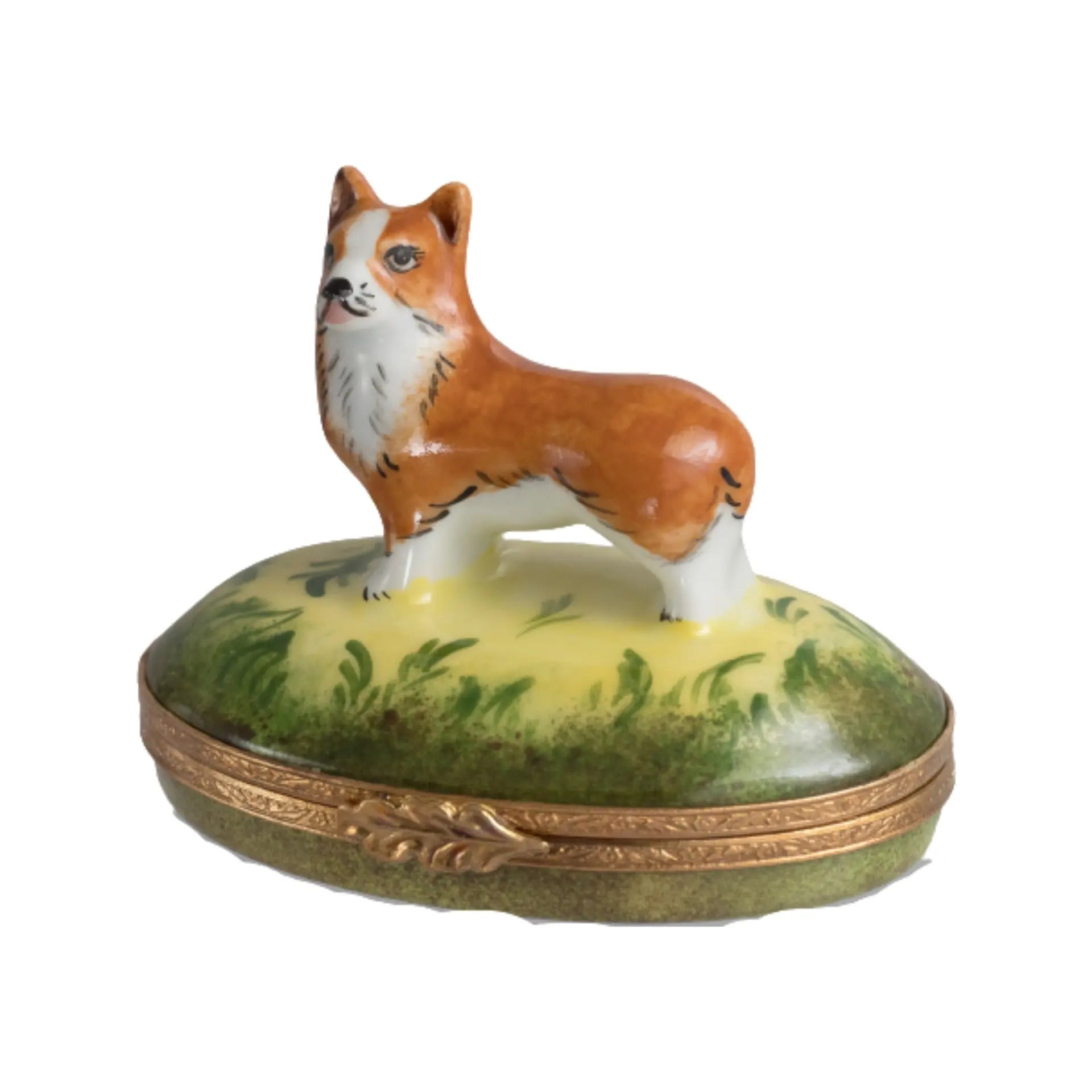 Corgi Dog Porcelain Limoges Dog French Trinket Box
