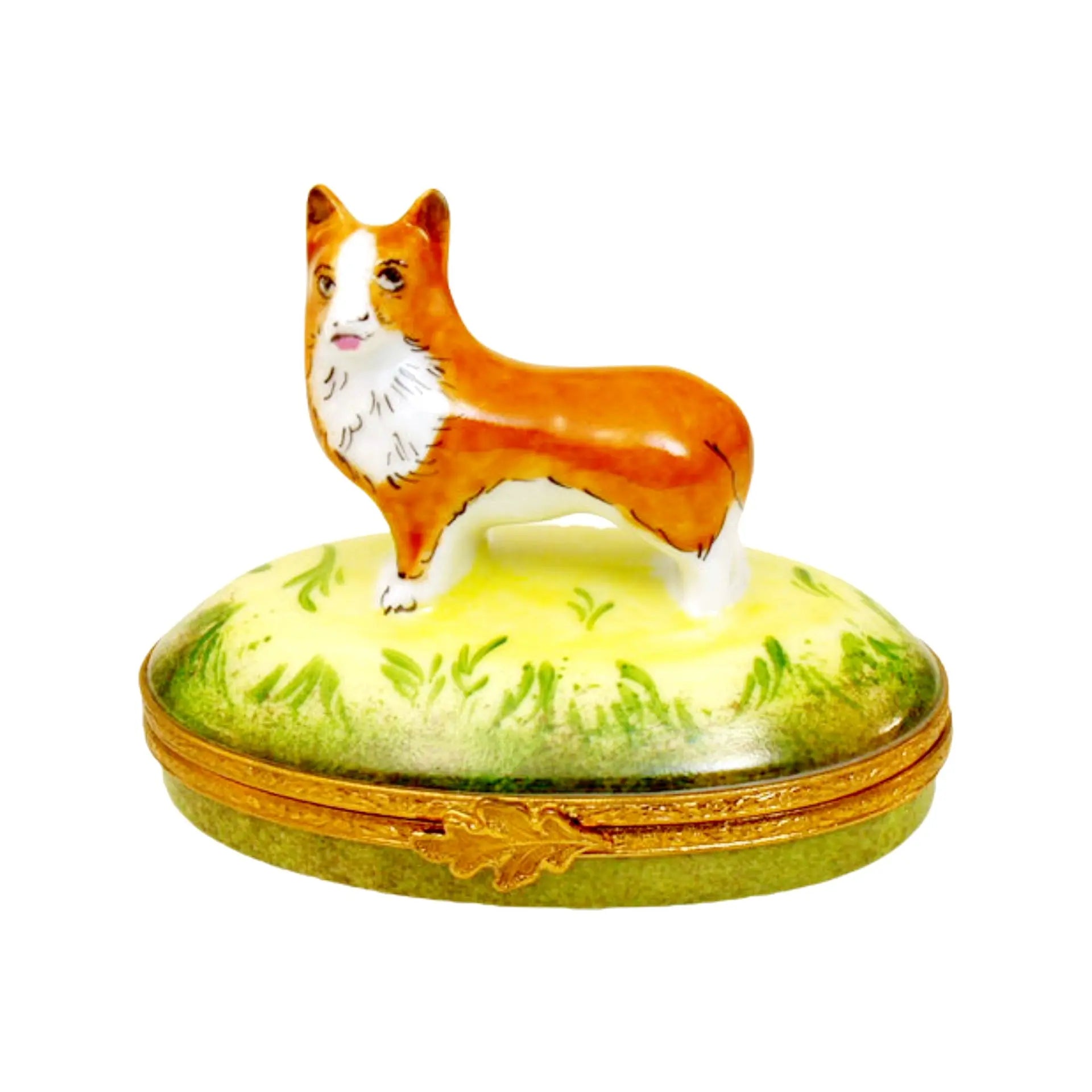 Corgi Dog Porcelain Limoges Dog French Trinket Box