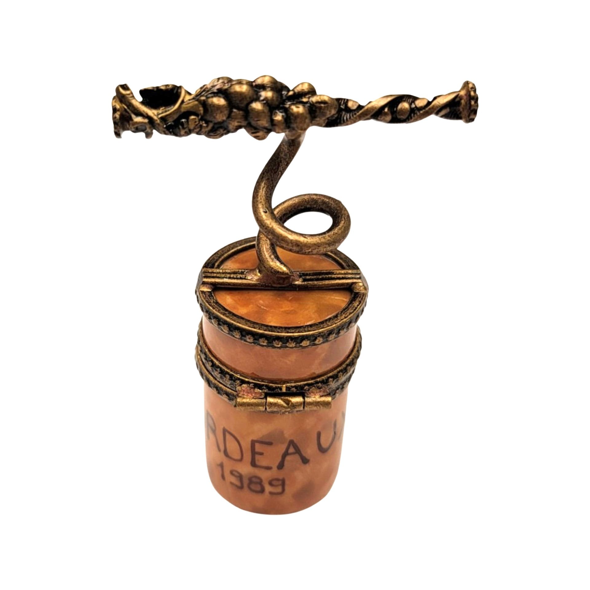 Cork Screw Wine Limoges Box Porcelain Limoges spirits champagne wine French Trinket Box