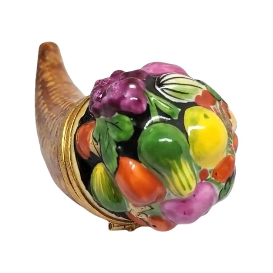 Cornucopia Thanksgiving Porcelain Limoges Thanksgiving French Trinket Box