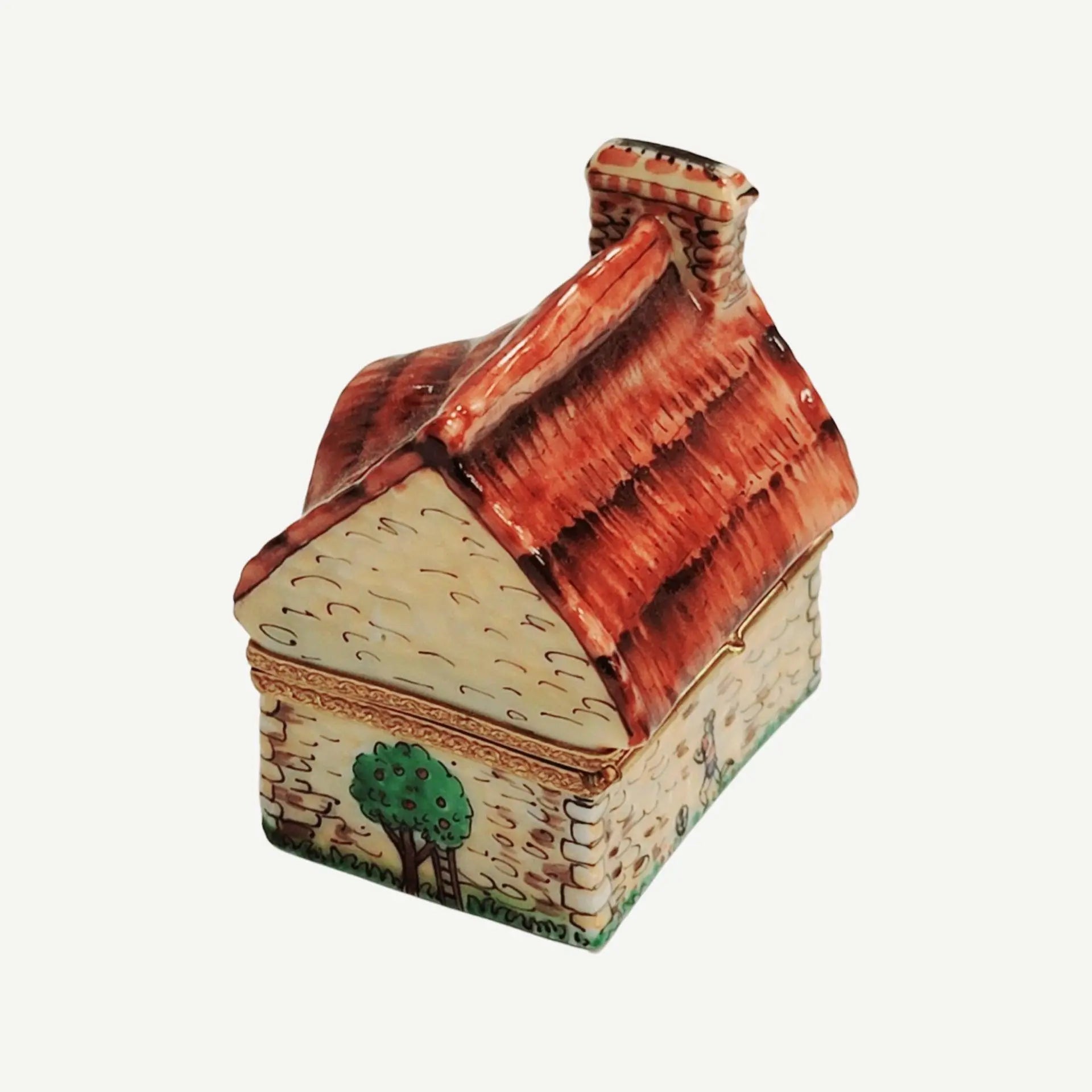 Cottage Country House Figurine Porcelain Limoges home French Trinket Box