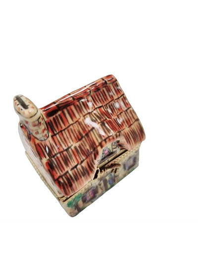 Cottage Country House Figurine Porcelain Limoges home French Trinket Box