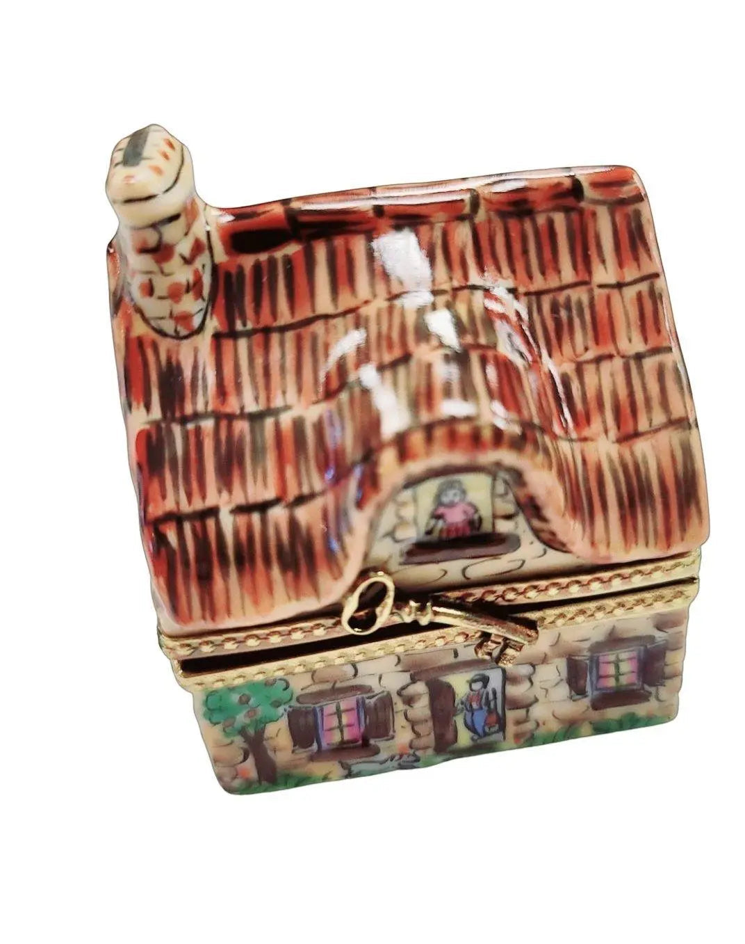 Cottage Country House Figurine Porcelain Limoges home French Trinket Box