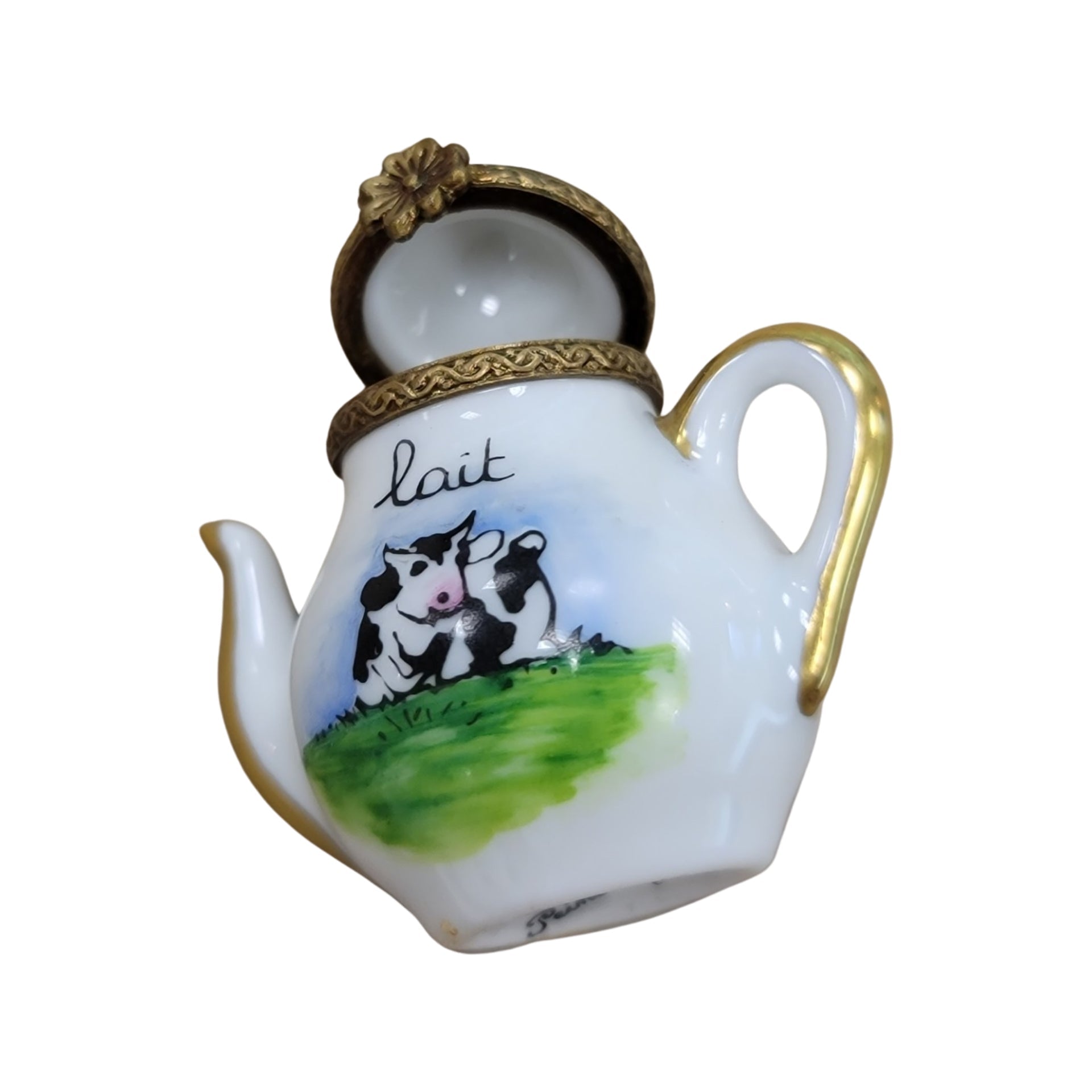 Cow Lait Tea Pot Limoges Box Porcelain Limoges China French Trinket Box