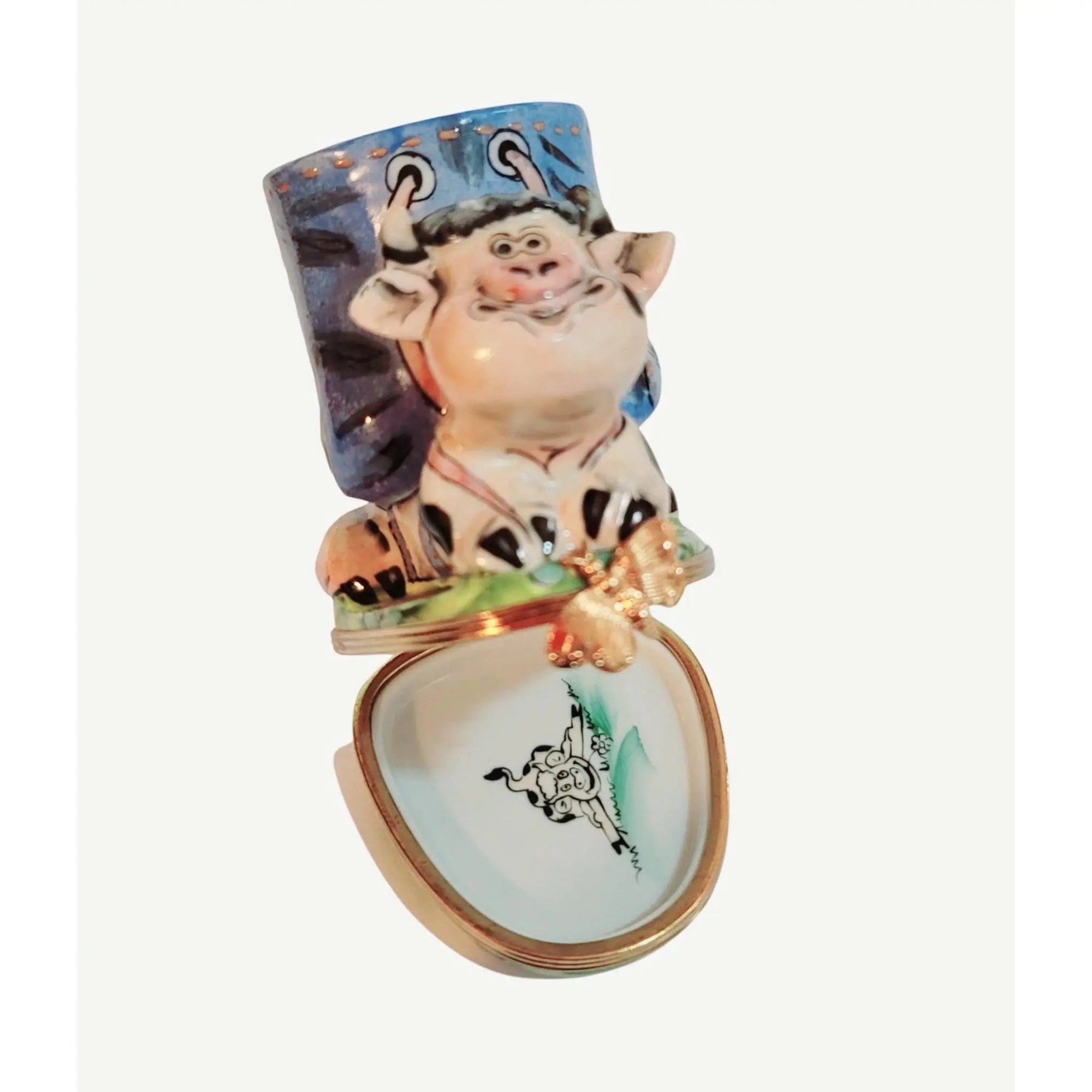 Cow Vase Pencil Holder Artistry Porcelain Limoges farm animals French Trinket Box