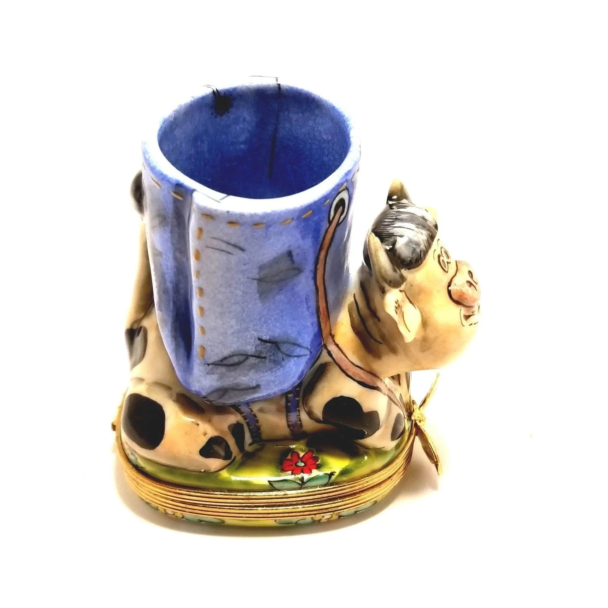 Cow Vase Pencil Holder Artistry Porcelain Limoges farm animals French Trinket Box