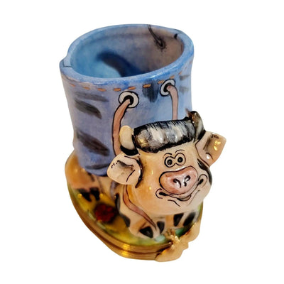 Cow Vase Pencil Holder Artistry Porcelain Limoges farm animals French Trinket Box