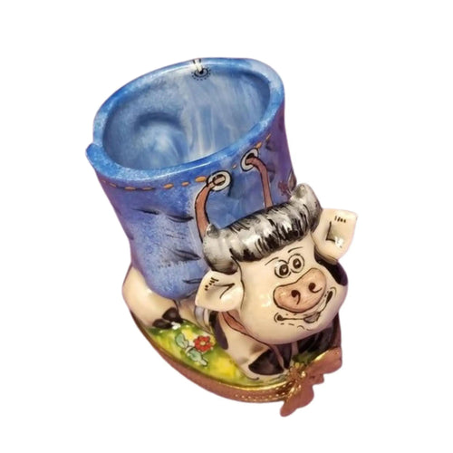 Cow Vase Pencil Holder Artistry Porcelain Limoges farm animals French Trinket Box