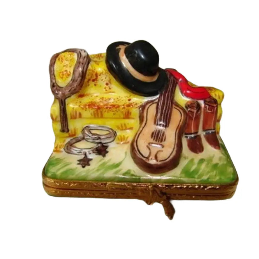 Cowboy Accessories Porcelain Limoges sports French Trinket Box