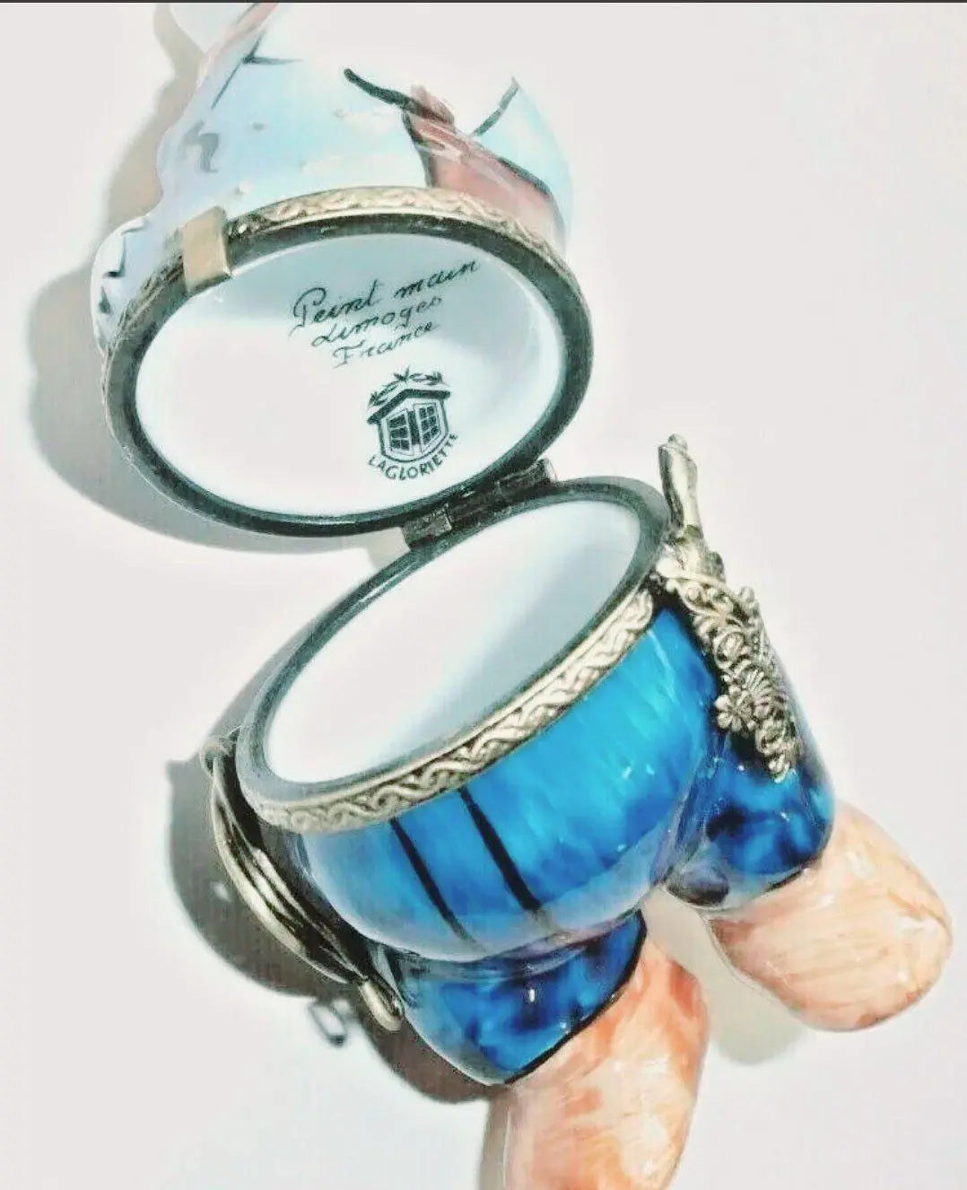 Cowboy Polar Bear Porcelain Limoges Bear sports fairy French Trinket Box