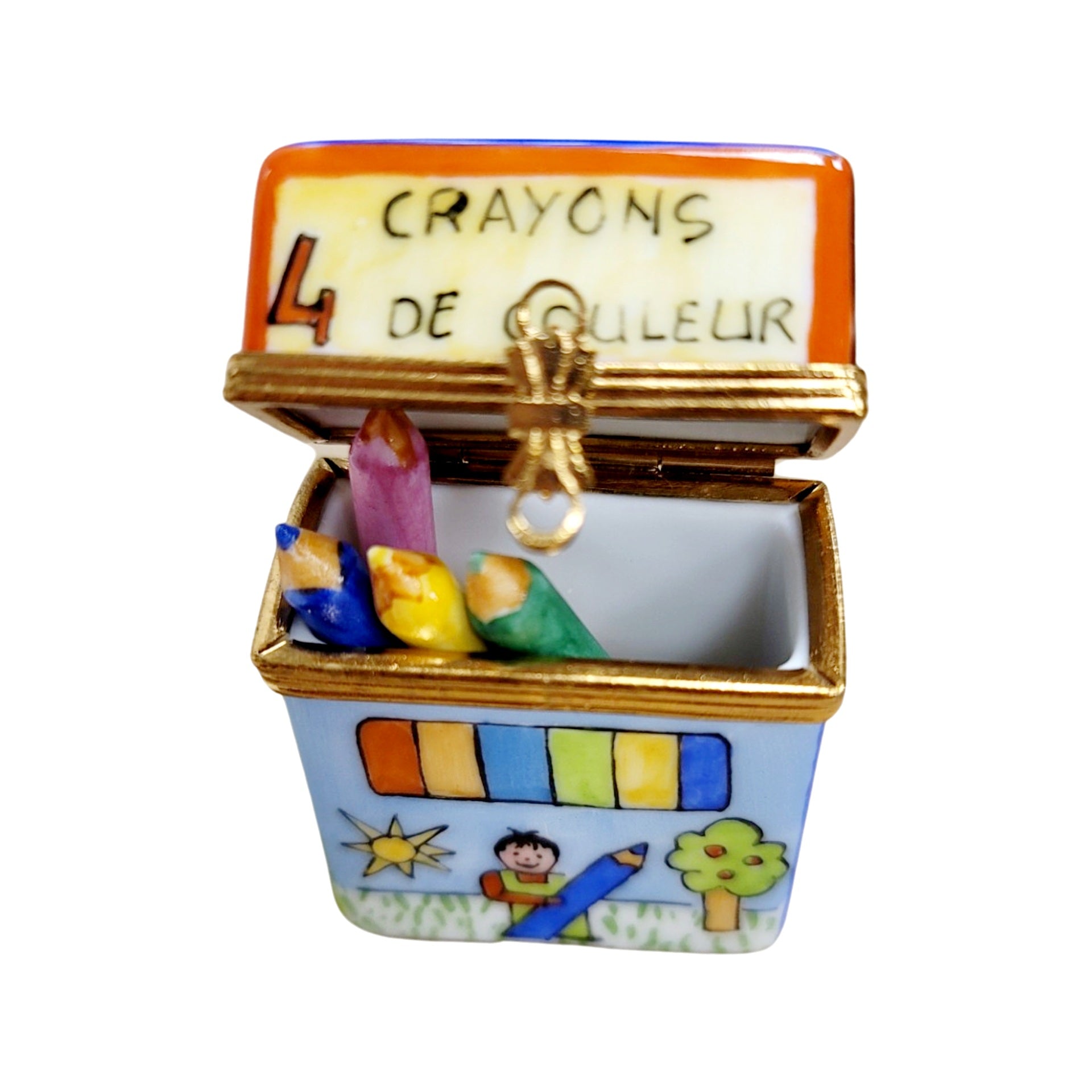 Crayon Box Porcelain Limoges Fine Art Kids French Trinket Box