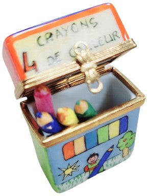 Crayon Box Porcelain Limoges Fine Art Kids French Trinket Box