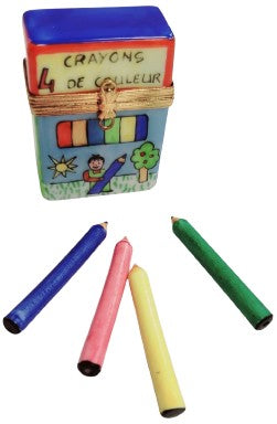 Crayon Box Porcelain Limoges Fine Art Kids French Trinket Box
