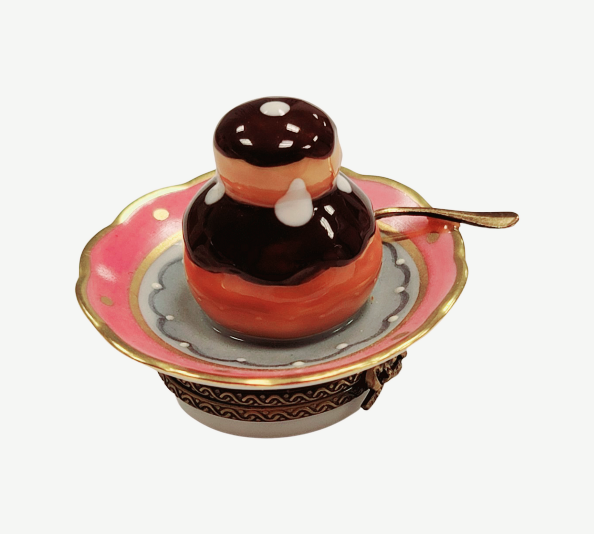 Cream Puff Elegance Figurine Porcelain Limoges Dessert French Trinket Box