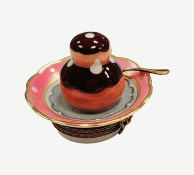 Cream Puff Elegance Figurine Porcelain Limoges Dessert French Trinket Box