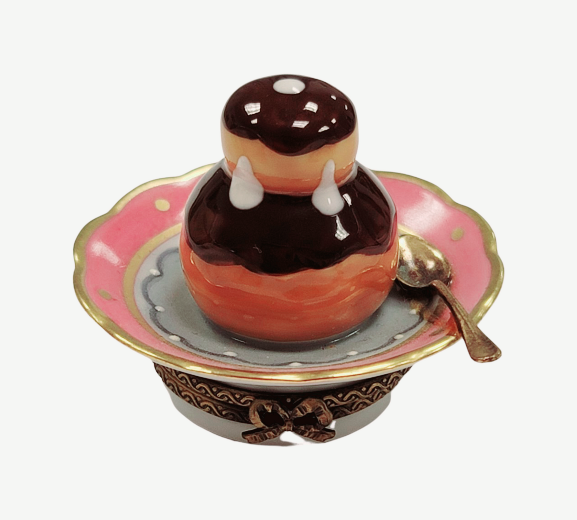 Cream Puff Elegance Figurine Porcelain Limoges Dessert French Trinket Box
