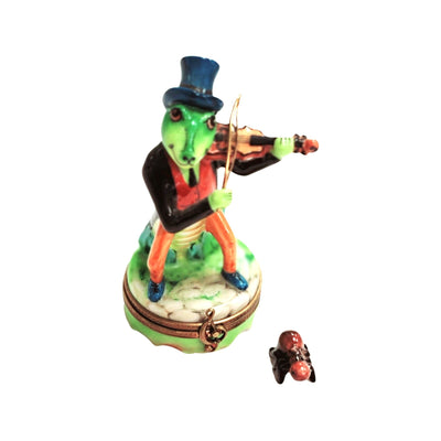 Cricket w Ant Playing Violin Limoges Box Porcelain Figurine-Music LIMOGES BOXES bugs critters bug-CH2P374