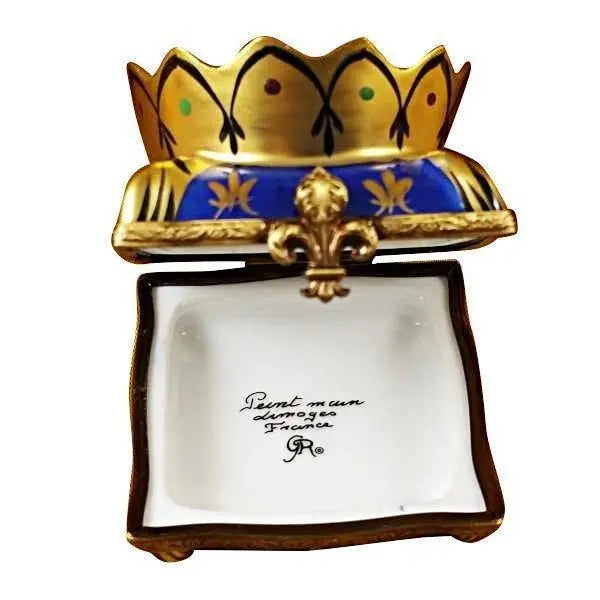 Crown on Pillow Limoges box, hand-painted porcelain made in France