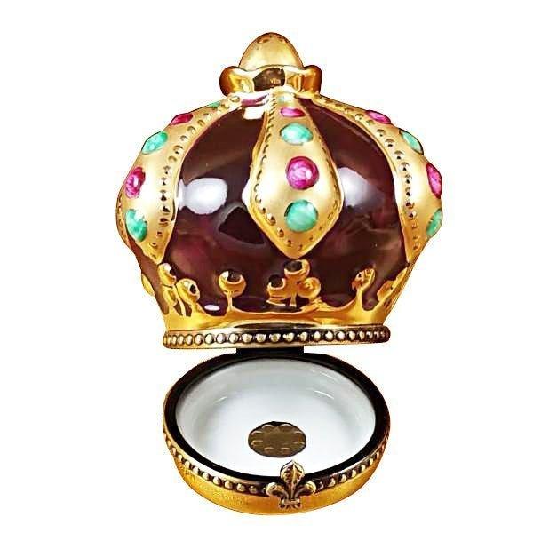 Crown with Jewels Porcelain Limoges travel hats French Trinket Box