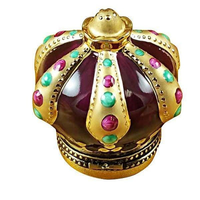 Crown with Jewels Porcelain Limoges travel hats French Trinket Box