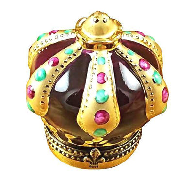 Crown with Jewels Porcelain Limoges travel hats French Trinket Box