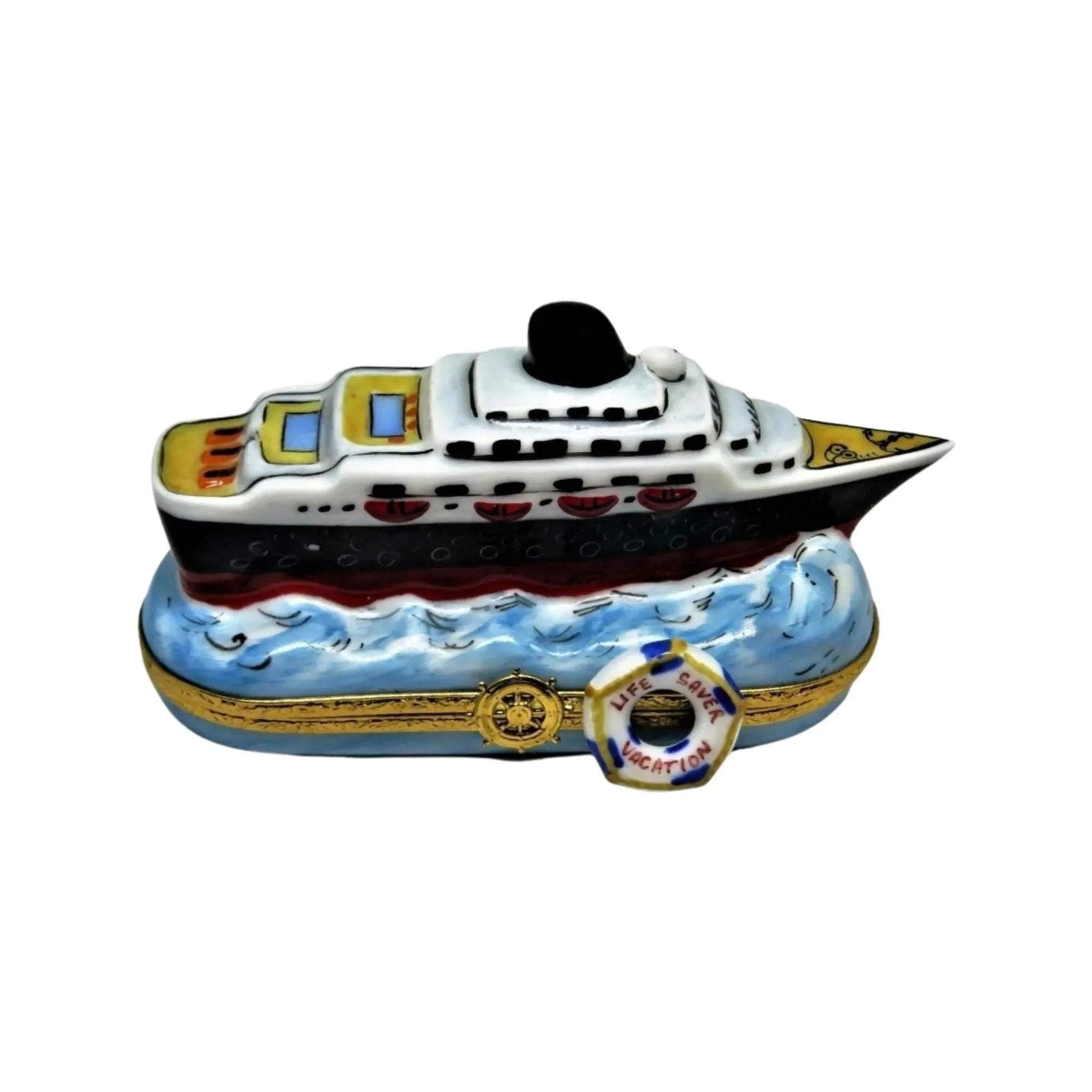 Cruise Ship Porcelain Limoges Travel Vehicle Ocean beach French Trinket Box