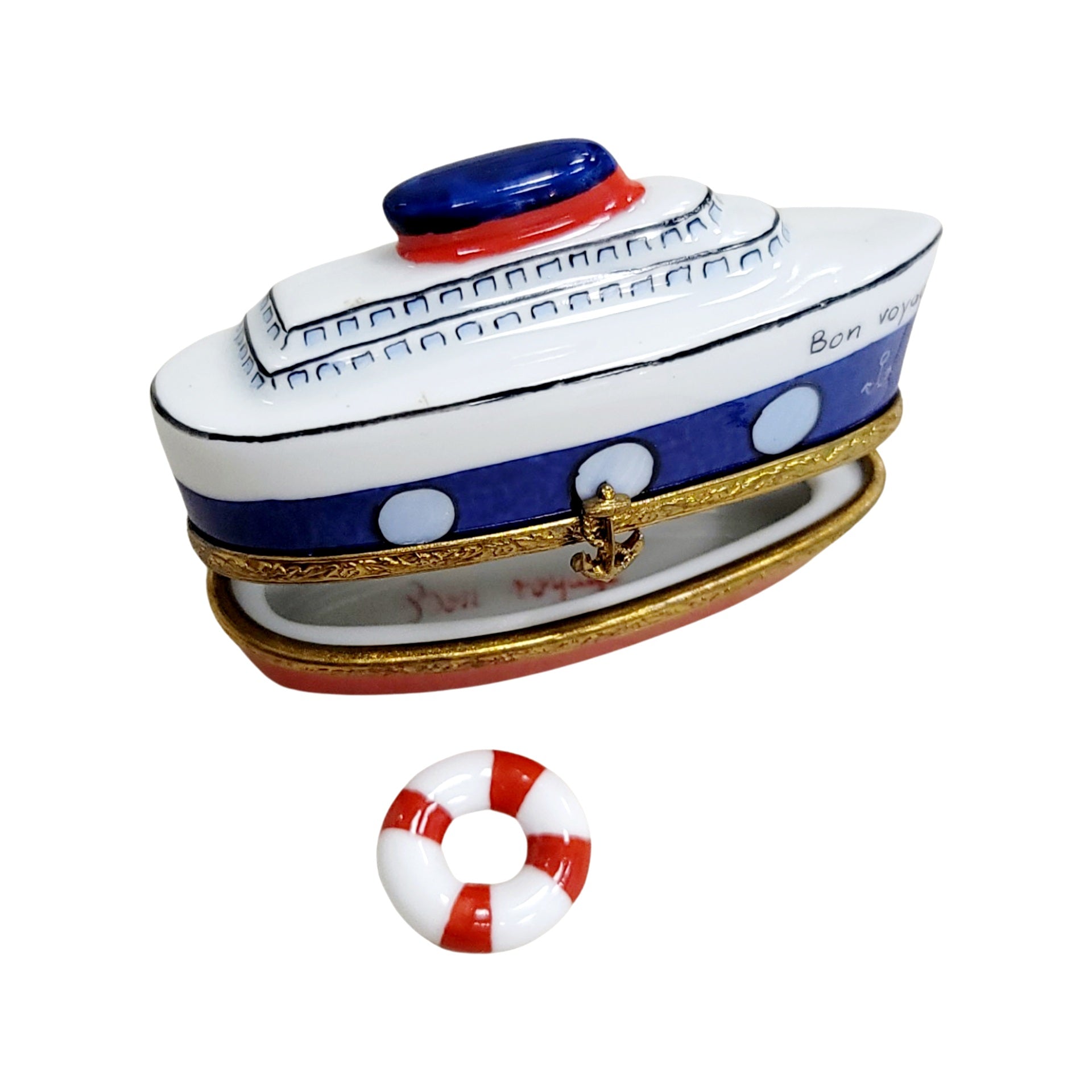 Cruise Ship Elegance Box Porcelain Limoges vehicle world travel French Trinket Box