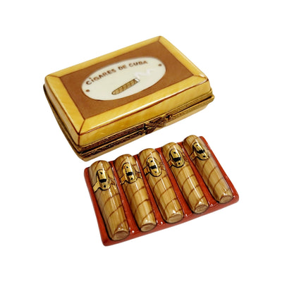 Cuban Cigar Limoges Box Figurine Porcelain Limoges wine Limoges Box men French Trinket Box