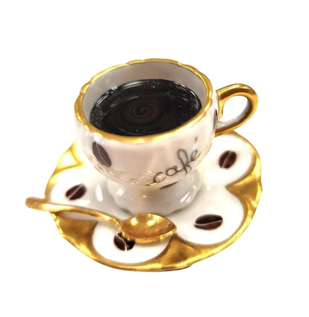 Treasured French collectible: Cup of Coffee Cafe Limoges box, painted by hand