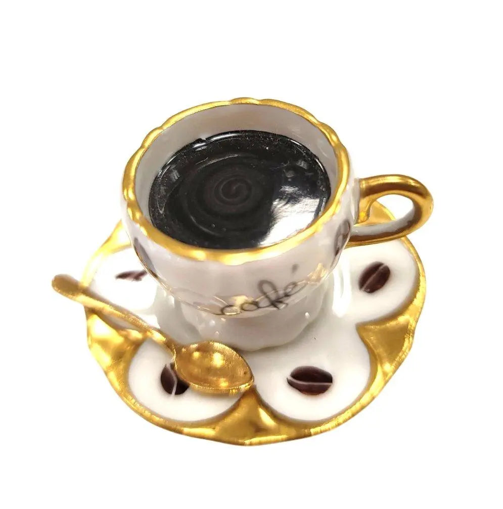 Cup of Coffee Cafe Limoges box painted by hand in Limoges, France, a gift to treasure