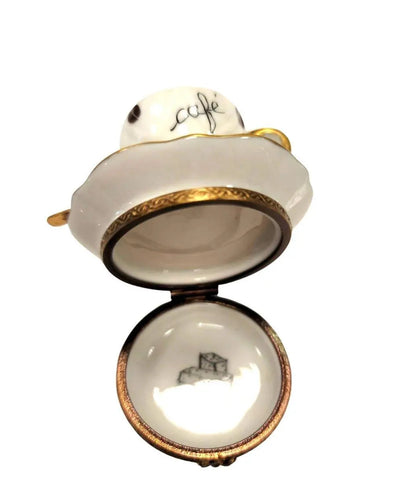 Collectible Cup of Coffee Cafe Limoges box with artisan brushwork