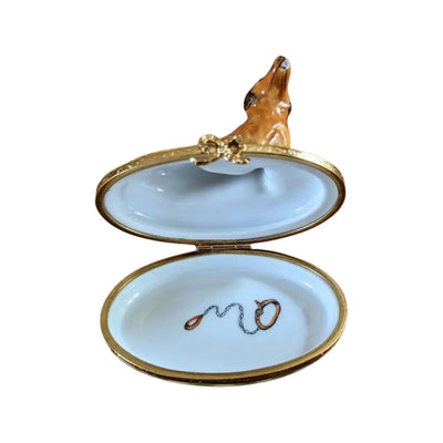 Dachshund: Brown Dog Porcelain Limoges Dog French Trinket Box