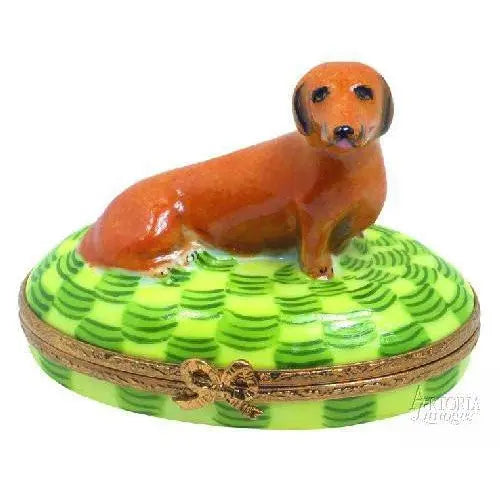 Dachshund: Brown Dog Porcelain Limoges Dog French Trinket Box