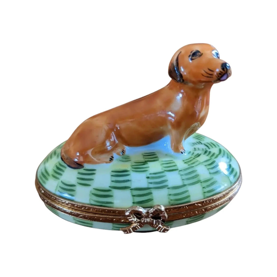 Dachshund: Brown Dog Porcelain Limoges Dog French Trinket Box