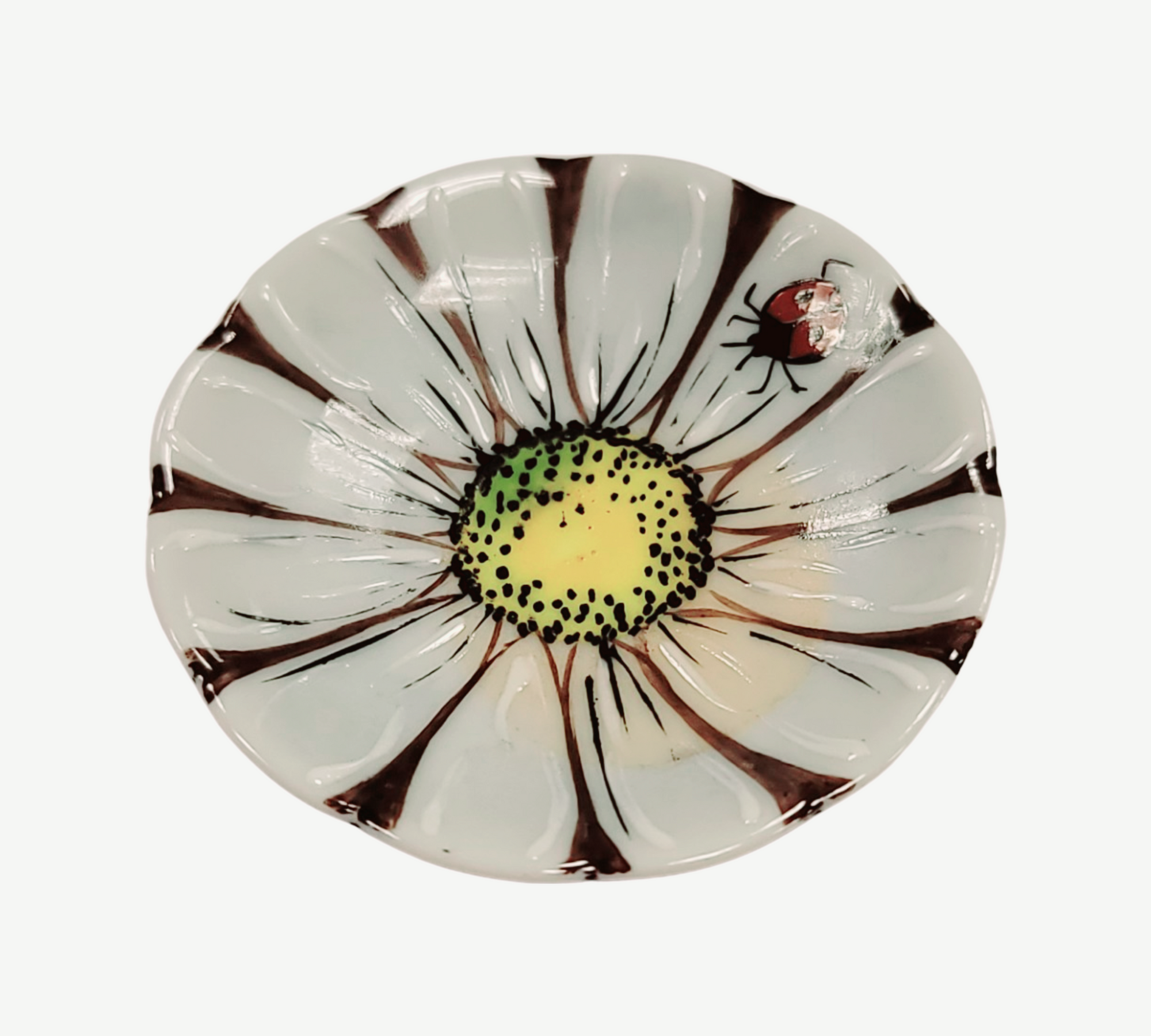 Daisy Flower With Ladybug Figurine Porcelain Limoges Flowers Garden French Trinket Box