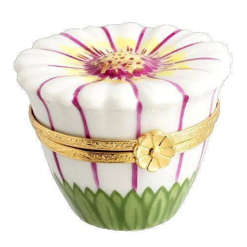 Daisy: White Porcelain Limoges Flowers Garden French Trinket Box