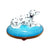 Artoria dog figurine featuring a white Dalmatian with black spots on a blue base