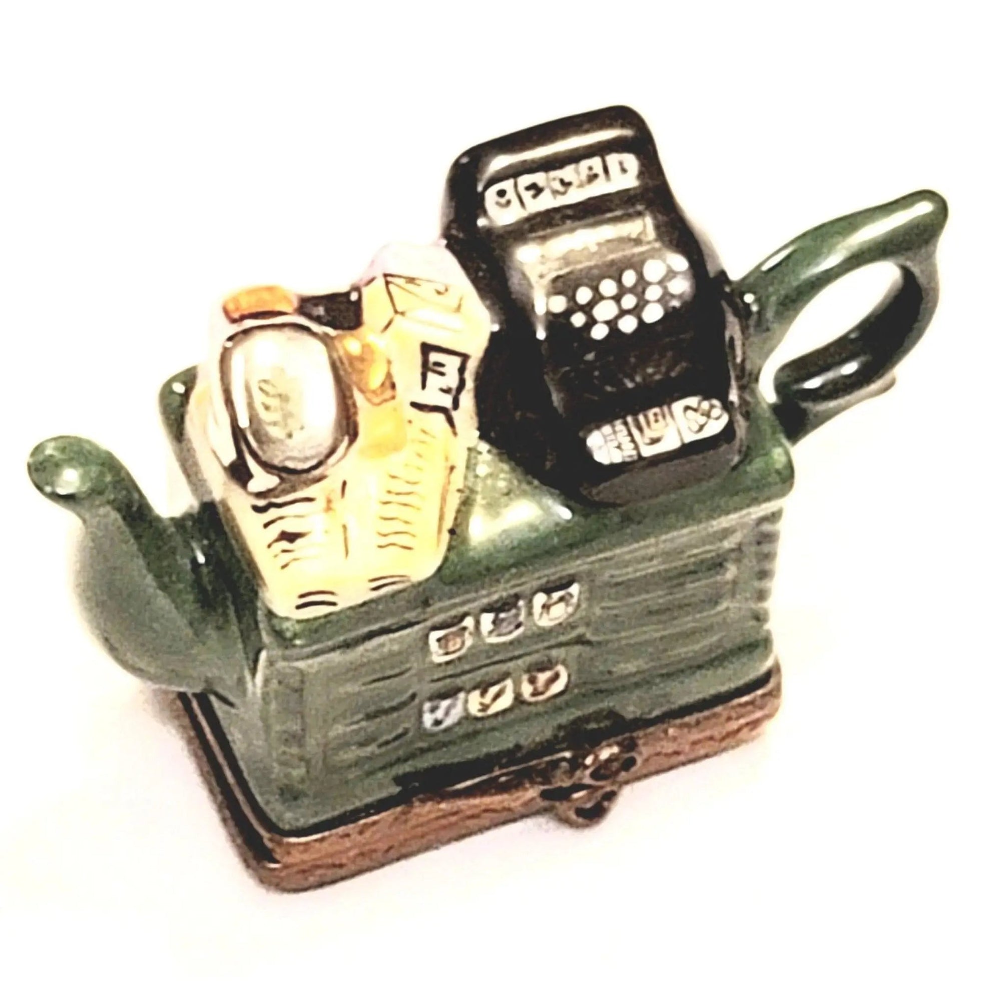 Dark Green Limoges Teapot Treasure Porcelain Limoges China Professional French Trinket Box